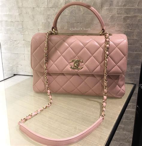 chanel top handle bag pink